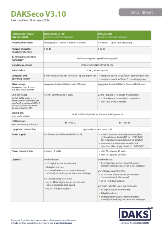 Data Sheet DAKSeco V3.10